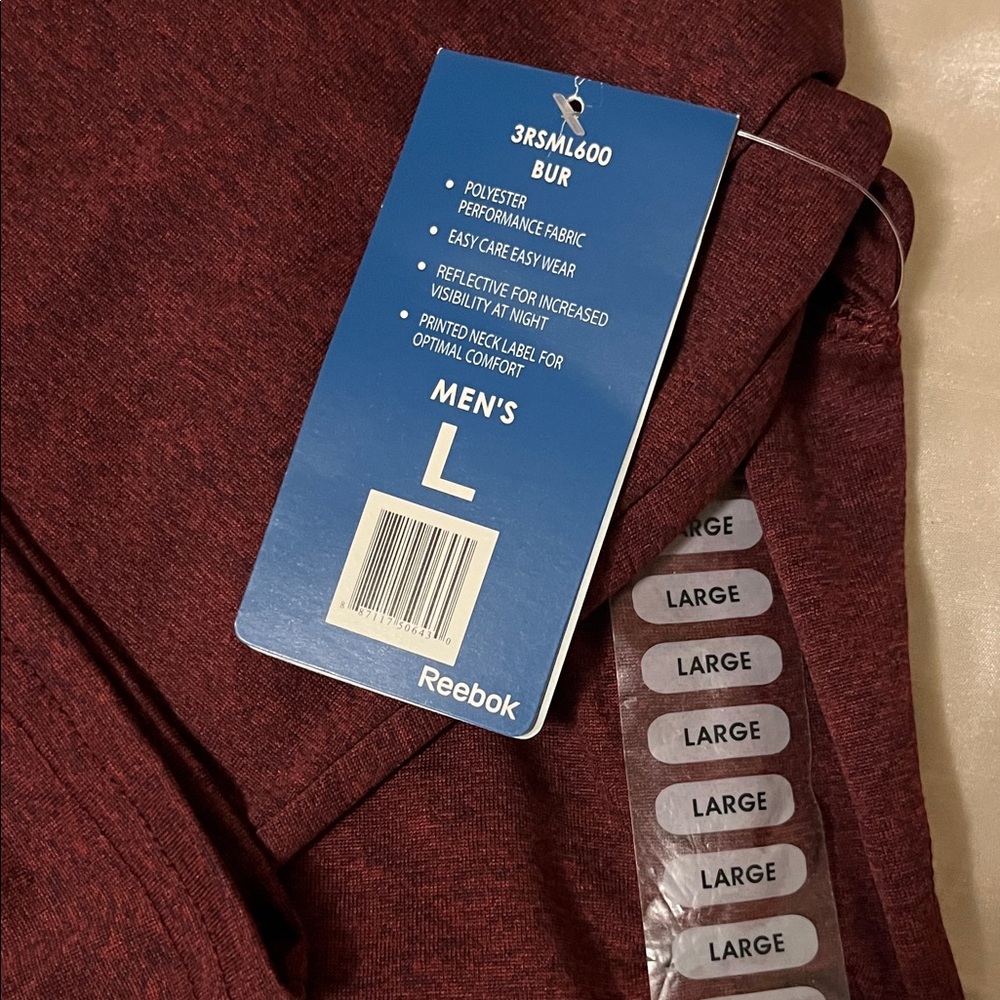 Reebok Men's Burgundy Long Sleeve Tee
